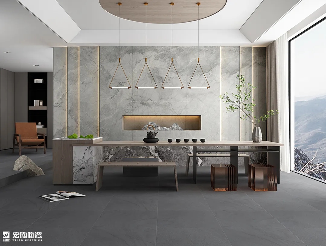 GA黄金甲伯尔尼石9-TPG2712A022ABC瓷砖地砖1200×2700×9mm新中式风效果图