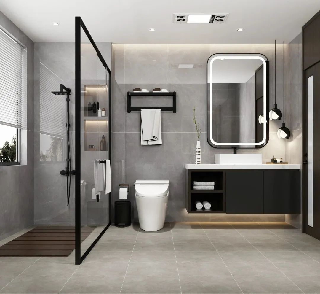 GA黄金甲干湿疏散的卫浴间地砖装修效果图