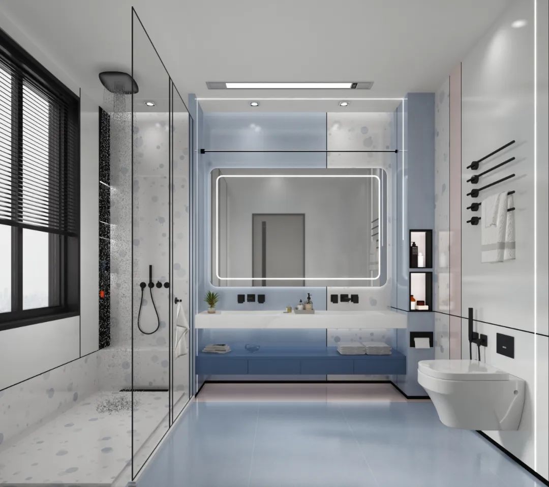 GA黄金甲莫兰迪色系瓷砖的蜻蜓的同党-烟灰蓝地砖装修效果图