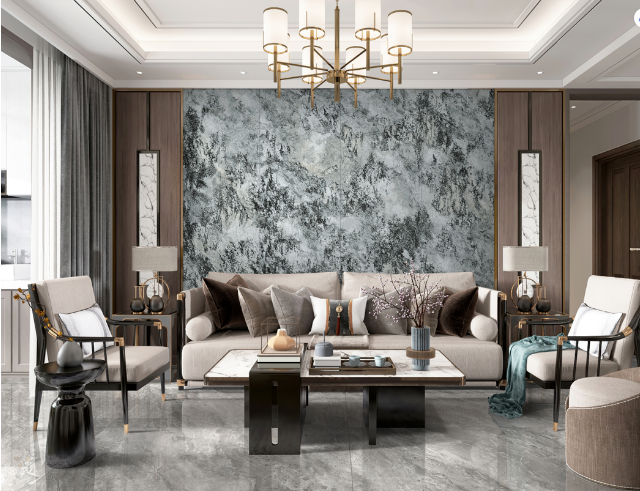 GA黄金甲质感砖客厅装修效果图